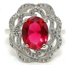 4CT Heat Treated Rubellite Tourmaline 925 Solid Sterling Silver Ring Sz 6 MM3-3 — photo 1