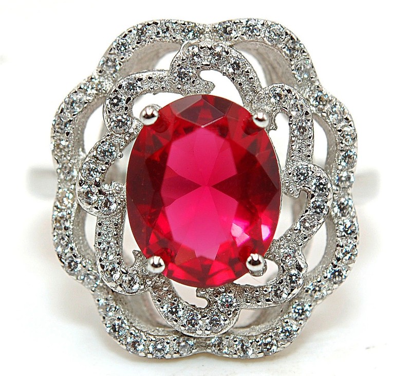 4CT Heat Treated Rubellite Tourmaline 925 Solid Sterling Silver Ring Sz 6 MM3-3