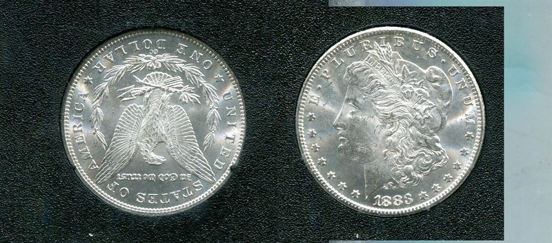 1883 CC MORGAN SILVER DOLLAR GSA CH BU 9845T