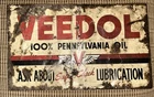 Vintage VEEDOL 100% Pennsylvania Oil Tin Metal Gas Station Sign Petroliana