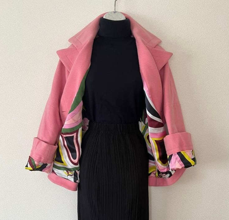 Emilio Pucci Wool Coat Oversized Dolman Sleeves Size Free Used From Japan