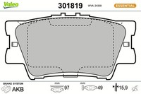 Valeo Bremsbelagsatz, Scheibenbremse 301819 FüR Lexus Toyota