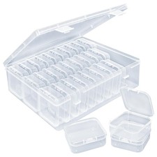 30 Pack Bead Organizer Box, Clear Plastic Storage Containers with Hinged Lids...