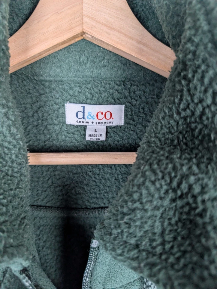 Abrigo Denim & Company Mujer Grande Verde Polar Palanca Lona Chaqueta Bolsillos Mb Foto 2 de 4