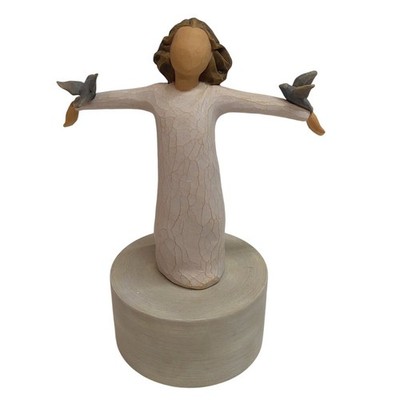 2004 Vintage Willow Tree Happiness Figurine Musical Wind up MISSING 1 BIRD
