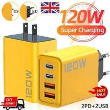 UK USB Wall Plug 100w Fast Charge PD USB Type C Travel Charger 4 Ports