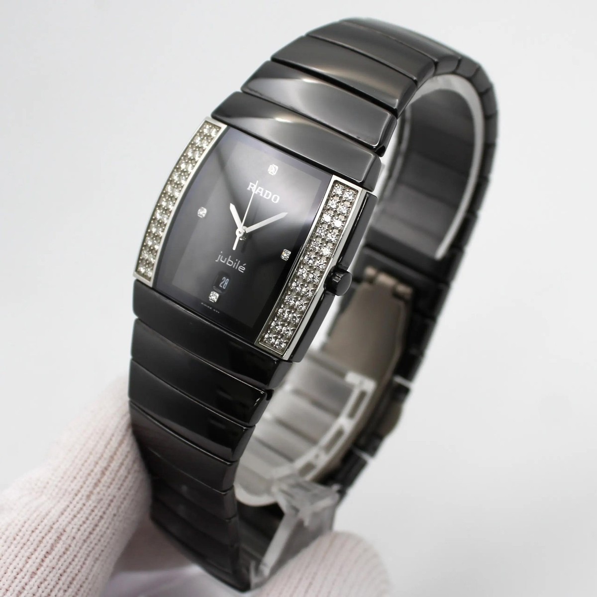 Rado Sintra Jubile Ceramic Diamond Black Dial Quartz Ladies Watch 