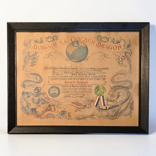 Vintage 1969 USN Domain of the Golden Dragon Certificate Vietnam USS Firedrake