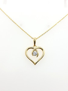 Authentic MILOR 925 STERLING SILVER HEART NECKLACE WITH MOISSANITE 14K GOLD PLATED 19.5" L