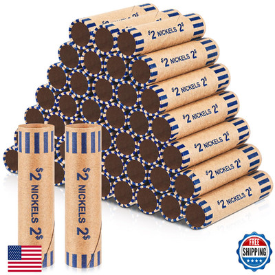 Gersoniel 360 Pcs Preformed Coin Wrappers Quarter Rolls Bulk Pennies Dimes Bank