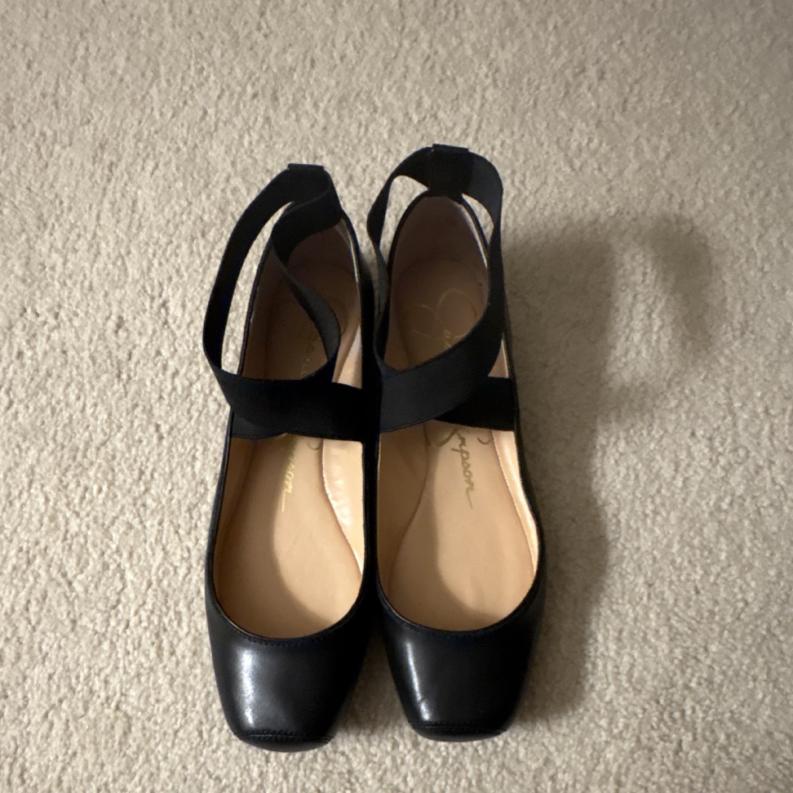 Jessica Simpson Black Ballet Flats with Straps Square Toe. Worn once! Ballerina.