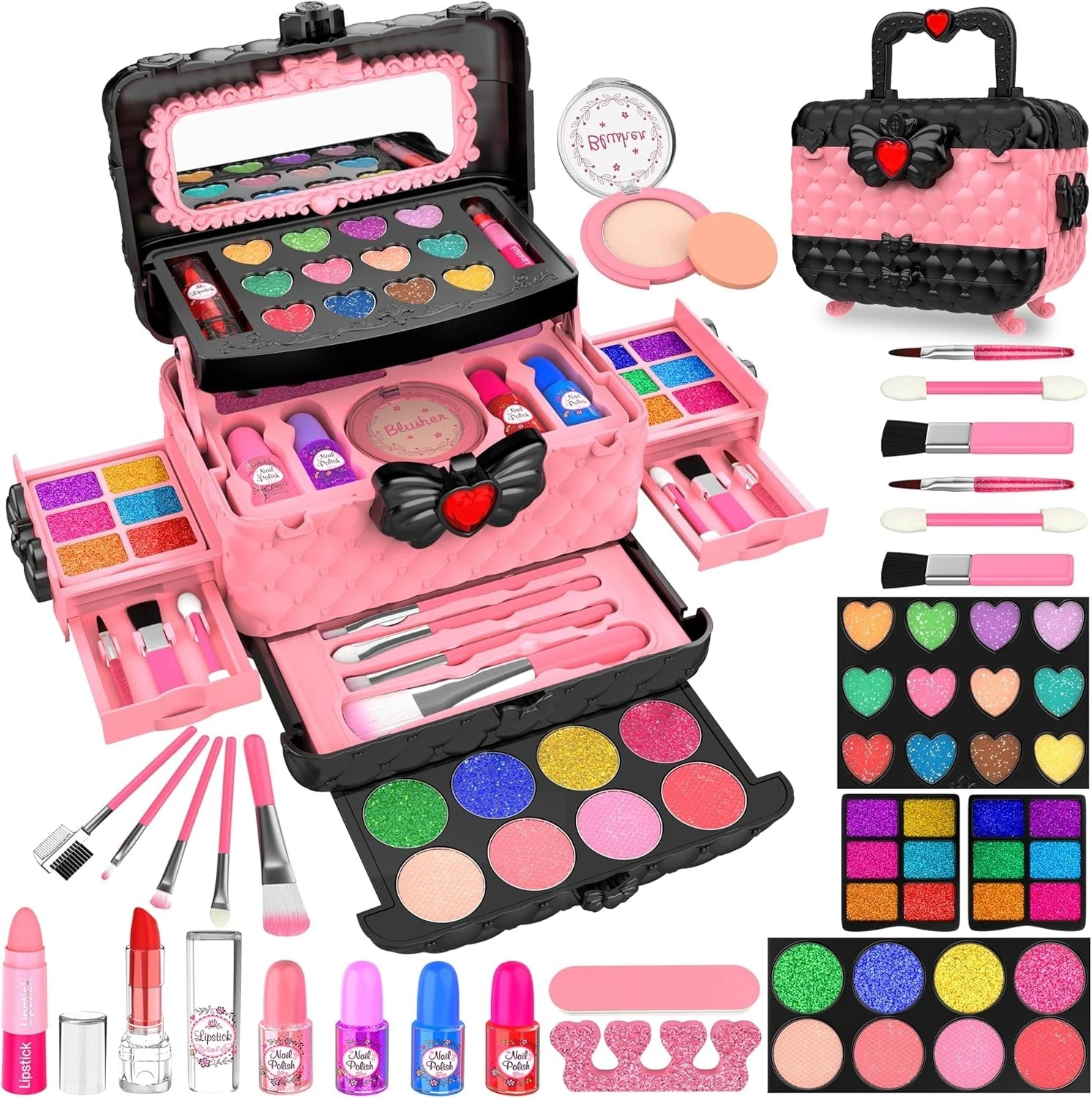 Juego de maquillaje real para niñas, lavables, kit de maquillaje para niñas USA