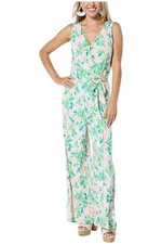 C Wonder byChristianSiriano WideLeg Knit Jumpsuit Tropical Peach Print