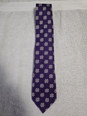 Tom Ford Purple Silk Wool Geometric Medallion Tie Italy 3.75  x 60  Extra Long