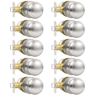 10 Pack Brushed Nickel Door Knob, Round Interior Door Knobs for Hallway Close...