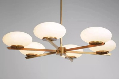 Mordenest Sputnik Lamp Italian Brass Chandelier Six Globe Shades Artistic Lamp