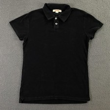 Birdwell Polo Shirt Womens Medium Black Terry Cloth Beach Toweling Made In USA