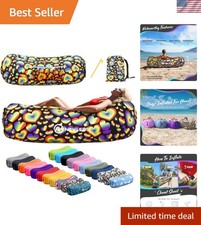 Sedia gonfiabile compatta cuori arcobaleno - 450 libbre, perfetta per avventure di viaggio