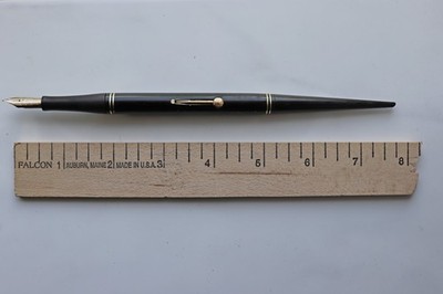 Vintage Waterman Ideal Black Celluloid Desk Fountain Pen With Base