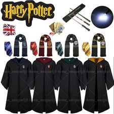 UK Harry Potter Gryffindor Ravenclaw Slytherin Robe Cloak Tie Costume Wand Scarf
