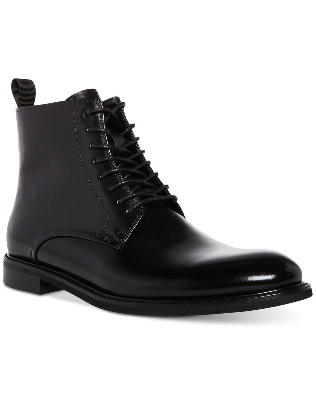 STEVE MADDEN Mens Black Front Heel Pull-Tab Yenith Leather Boots Shoes 9 M 12090₽