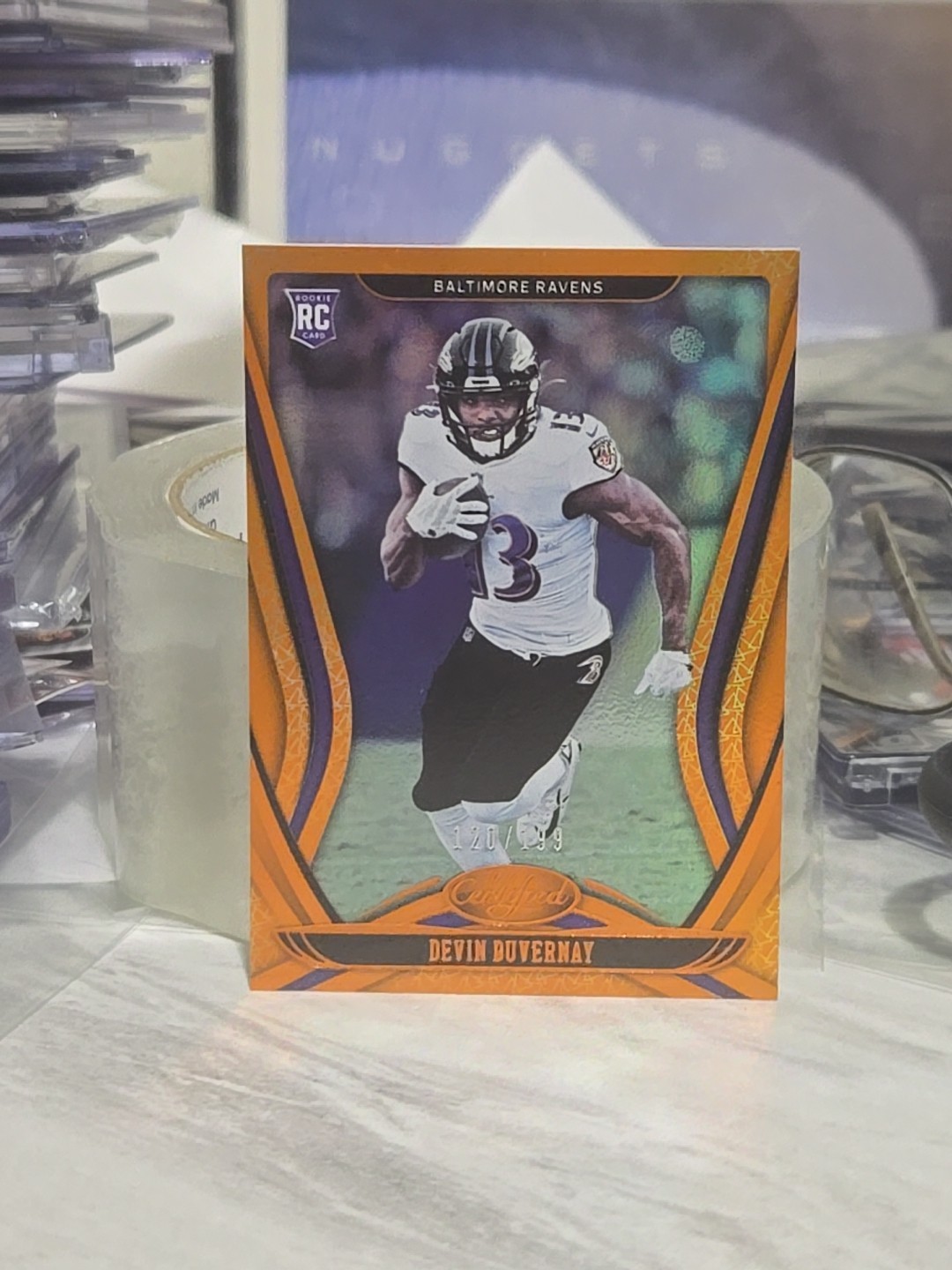 2020 Devin Duvernay Panini Certified Rookies Mirror Orange 120/199 #133 Ravens