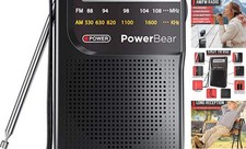 Portable Radio AM/FM, 2AA Battery Operated with Long Range Reception Black