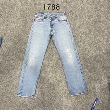 Vintage Levi 501 Jeans Actual 33x30 Light Wash Blue Distressed Made In Mexico