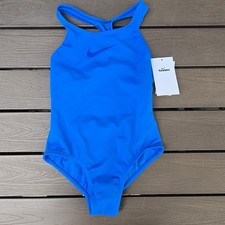 Nike Swim Girl's Solid Royal Racerback Swimsuit NESSB711 Size XS New