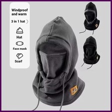 Winter Warm Hat with Mask and Neck Warmer 3-in-1 Windproof Balaclava for Men  E