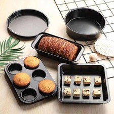 Professional 5pcs Non-Stick Bakeware Set Carbon Steel Cake Pizza Tray Loaf Tin