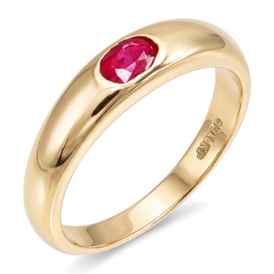 Vintage 14k Yellow Gold Flush Set Ruby Band Ring