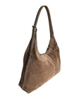 ITALIAN GENUINE SUEDE LEATHER TRIMMED LARGE  SHOULDER HOBO BAG - MADE IN ITALY