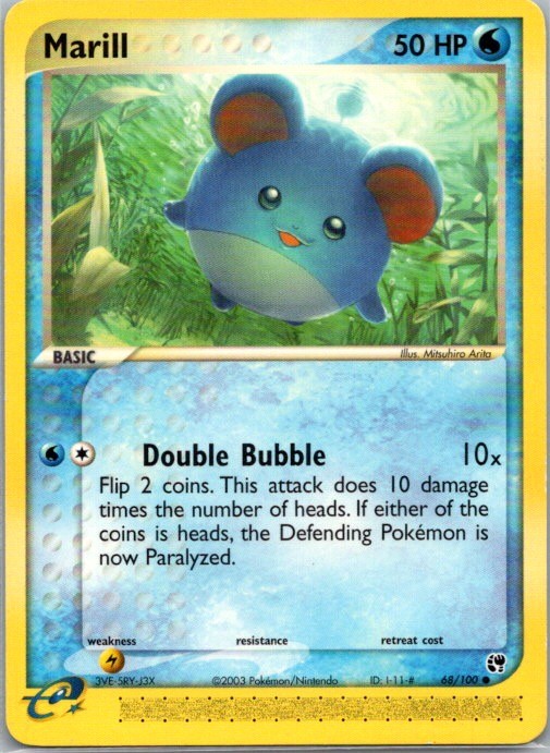 Marill 68/100 Sandstorm Pokemon Near Mint