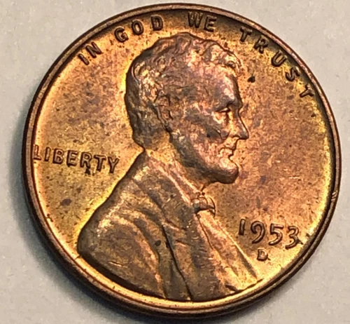 1953-D Lincoln Wheat Cent AU Album Toned Color Original Toner Starter Collection