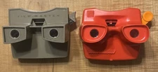 Vintage View-Master Red/Brown 3D Slide Viewer Lot Of 2