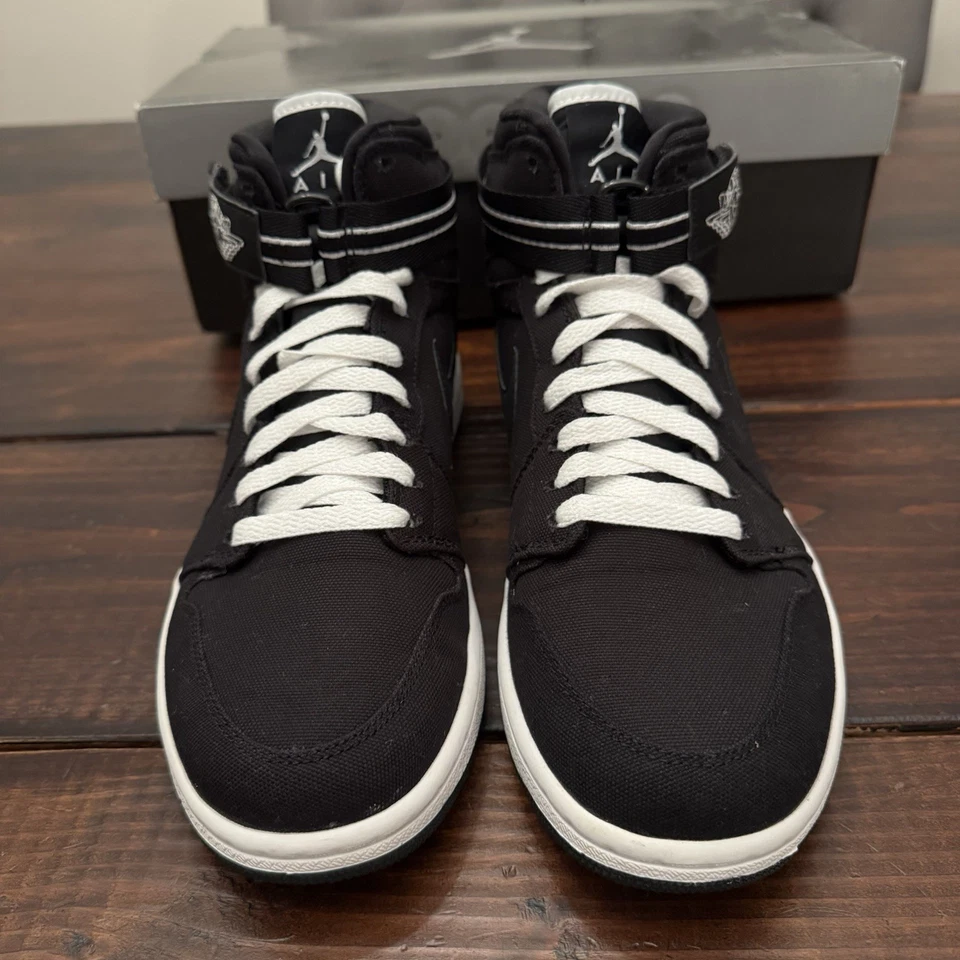 Zapatos de lona Air Jordan 1 correa alta (2008) talla 9,5 para hombre negro blanco 342132-011 Foto 4 de 4