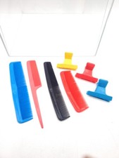 Lot Vintage Hair Stylist Barber Plastic Pocket Hair Combs Clips Retro