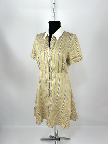 Women Sandro Paris Dress Beige Linen 40