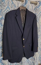 Hart Schaffner Marx Navy Blue Blazer 40R Gold Buttons Union Made USA 40 Regular