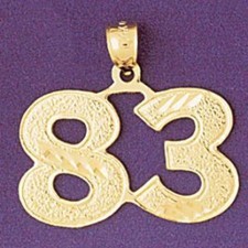 Number 83 Charm Pendant 14k Gold 2.2 Grams