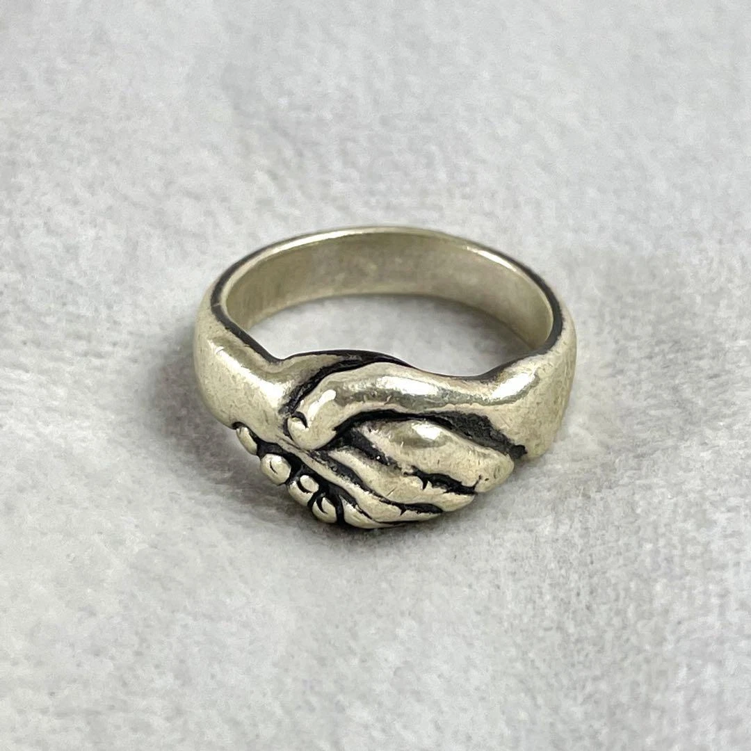 Bill Wall Leather beams Hand Shake Ring silver US 8h | eBay