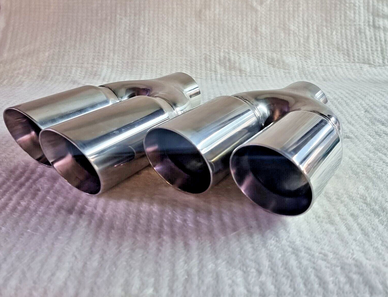 PAR 3.5"- 90mm OD Corte Corte Corte Corte Largo Escalonado Doble Punta Tubo de Escape 3" ID Trim