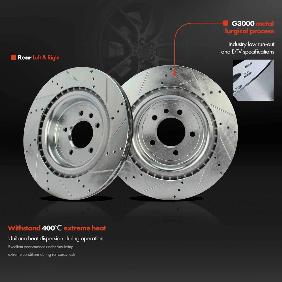 2x Rotores de freno traseros perforados para Land Rover Range Rover Defender 90 Discovery Foto 3 de 4