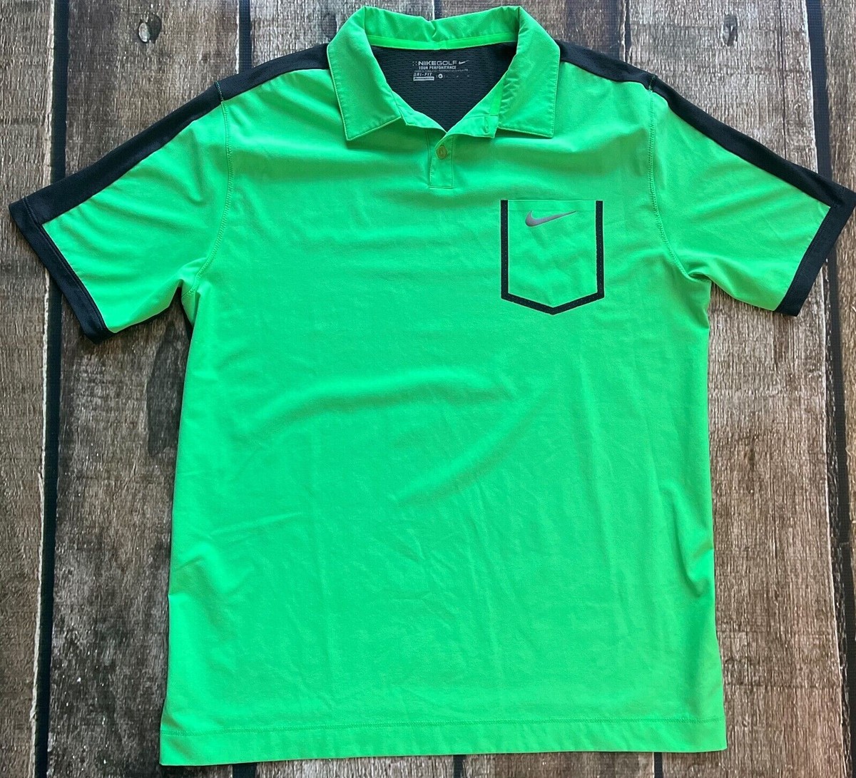 NIKE GOLF TOUR PERFORMANCE DRI-FIT POLO SHIRT GREEN GRAY MENS
