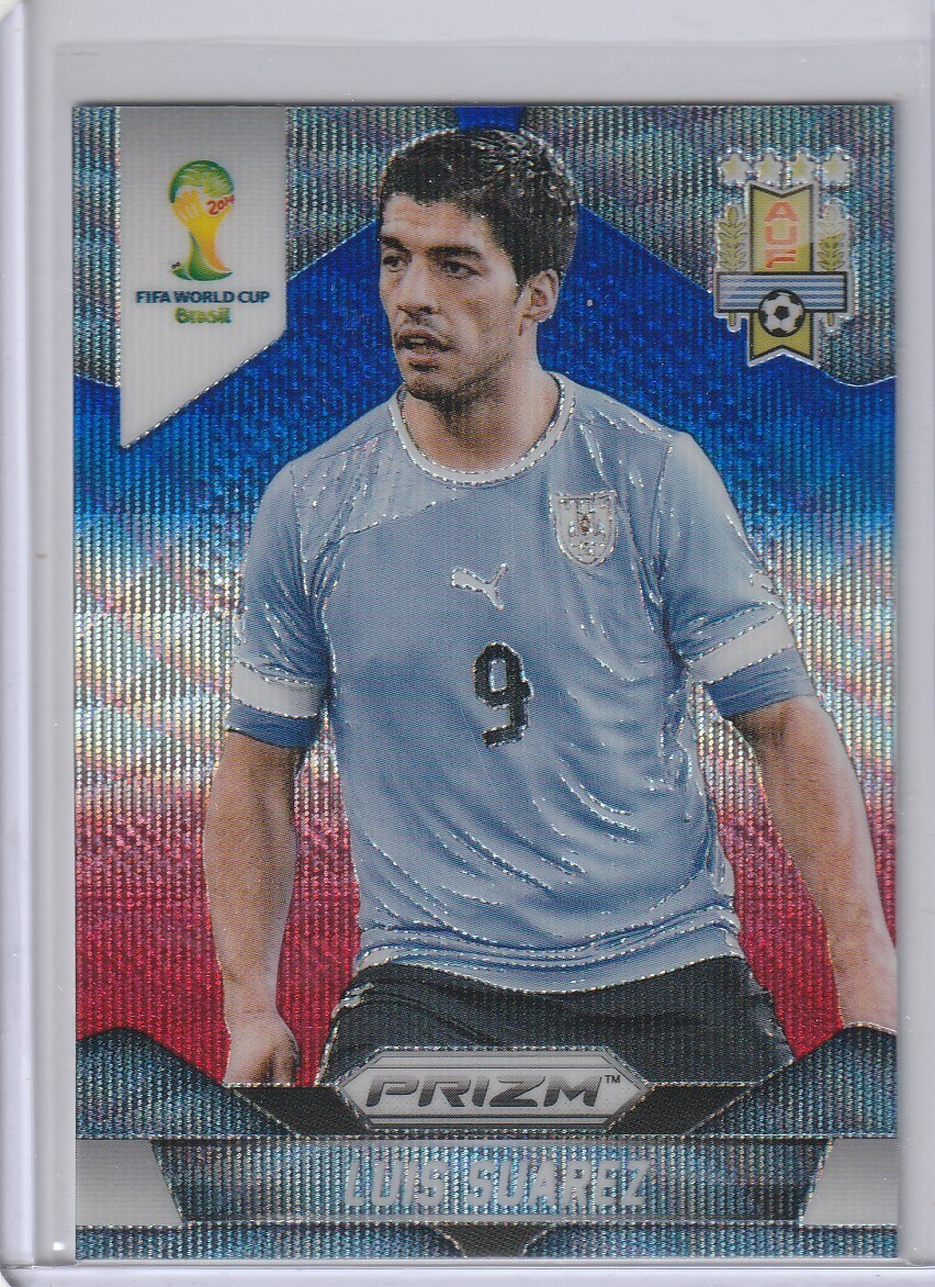 LUIS SUAREZ Uruguay 2014 Panini Prizm World Cup #194 Blue White & Red Wave Prizm