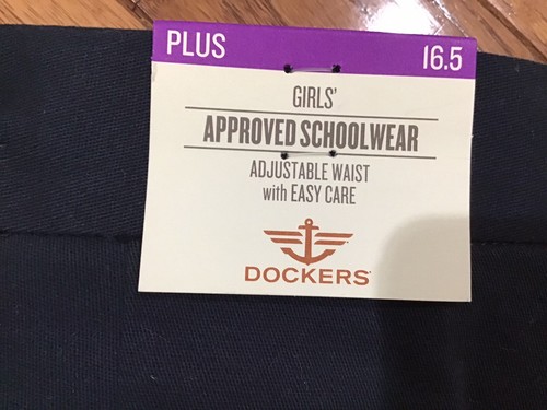 NEW DOCKERS GIRLS PLUS SZ 16.5 NAVY BLUE SCHOOL UNIFORM PANTS ADJ WAIST (C15-7) - Picture 6 of 6