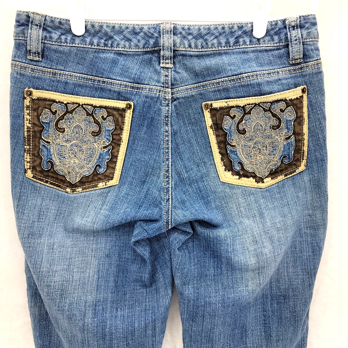 MICHAEL KORS Cropped Jeans Fancy pockets Women s Size 8 Denim Capris Embroidered