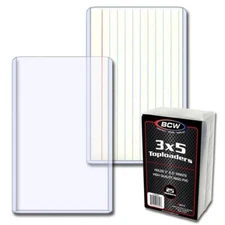 (75-Count) BCW 3x5 Toploaders Card Holders, Index - Inside Space 3 1/8" x 5 1/8"