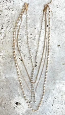 Long Y Lariat Long Necklace Gold Chain Multi Layered Topaz Color White Clear